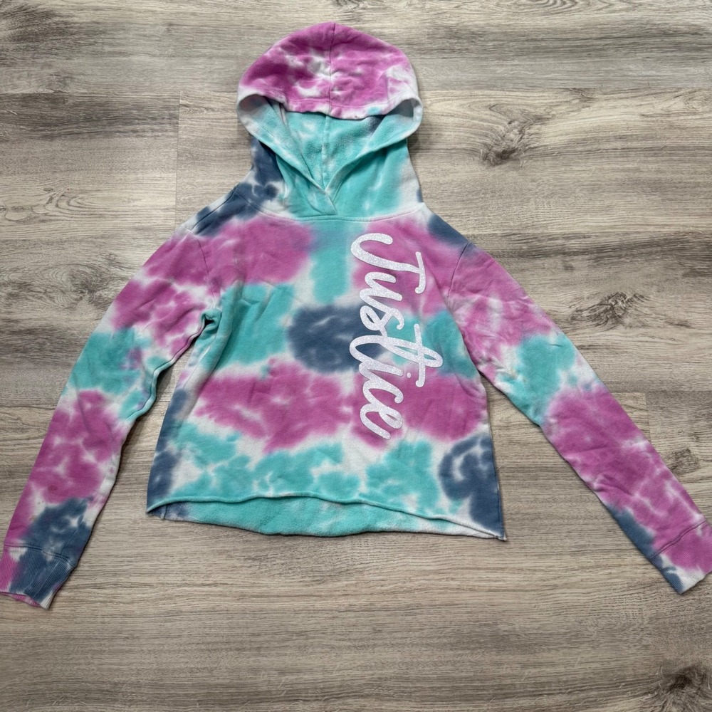 Justice Kids Girls Tie‎ Dye Hoodie Pullover Sweatshirt Trendy Casual Fashion M